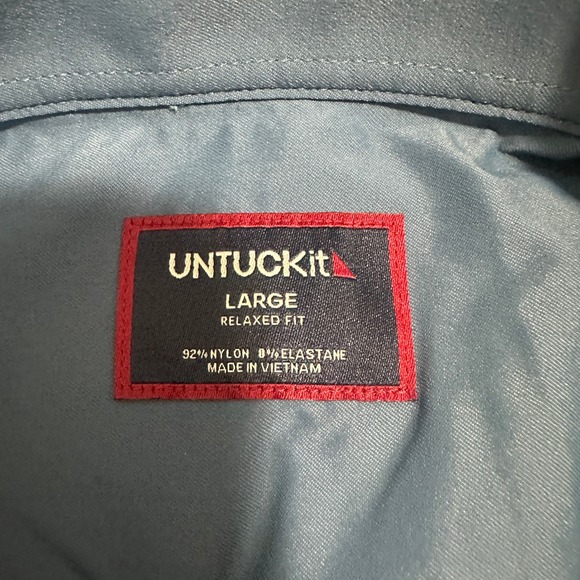 UNTUCKit Gironde Nylon Elastane Relaxed Fit Dress Shirt Blue Mens Size Large - Picture 5 of 10